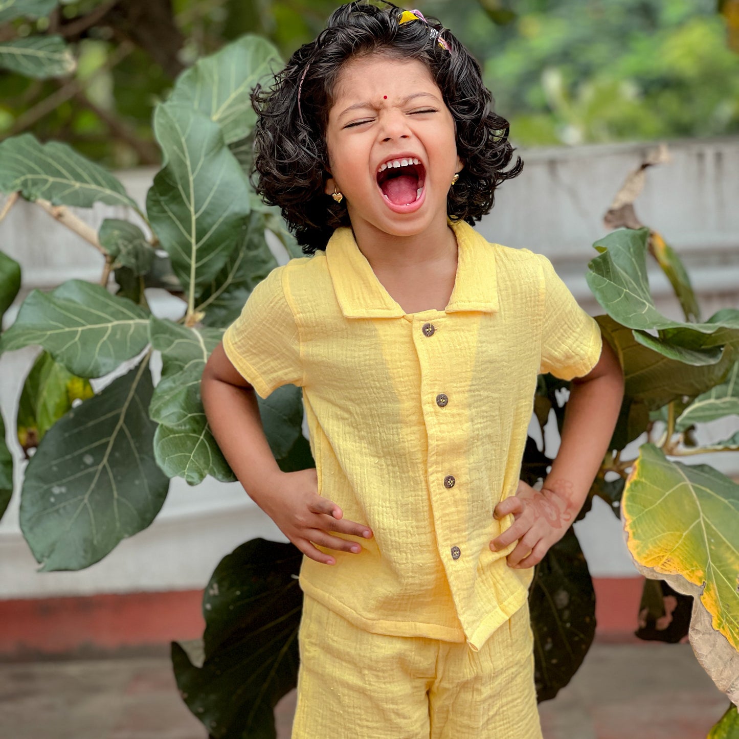 Organic Muslin Coord Set - Yellow