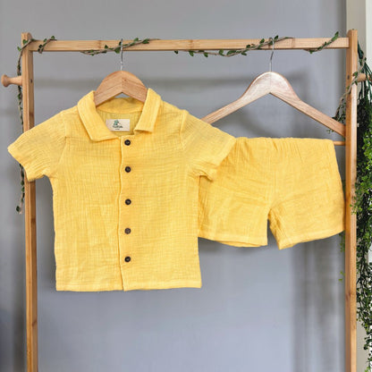 Organic Muslin Coord Set - Yellow