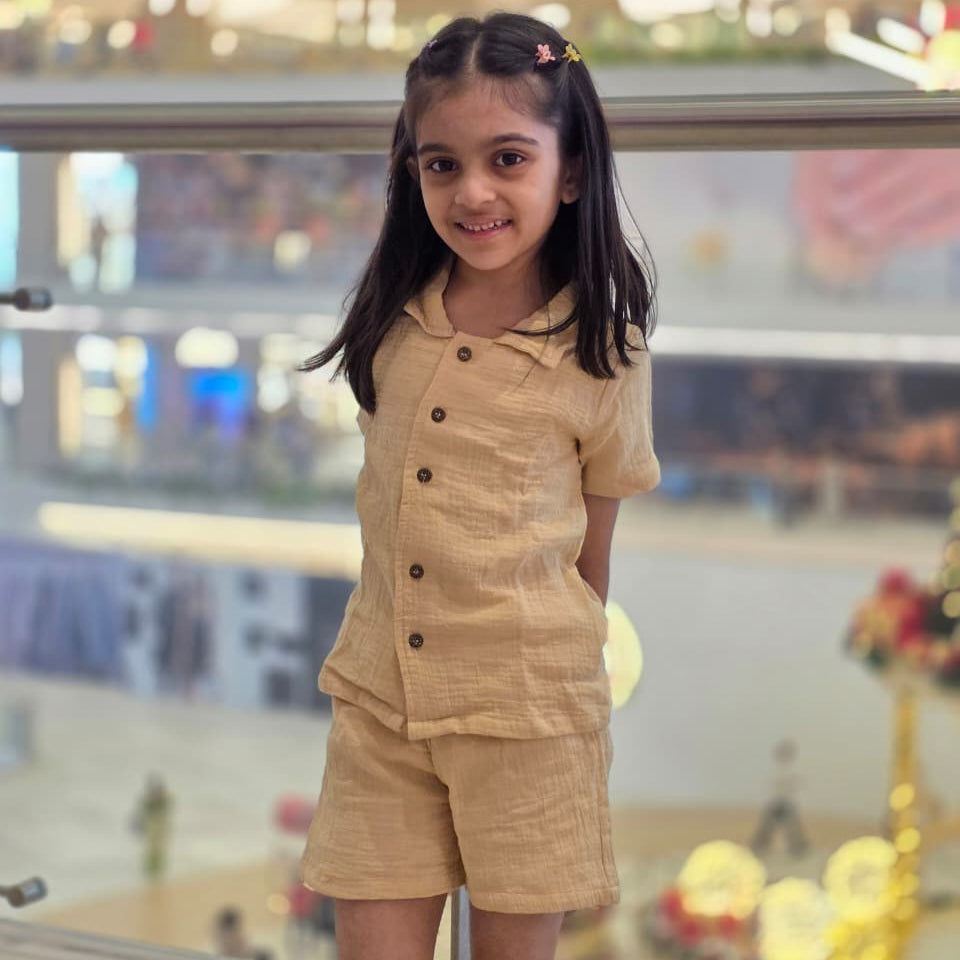 Beige Muslin Coord Set