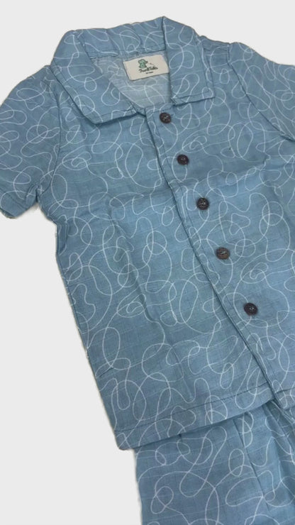 Blue Lines Muslin Coord Set