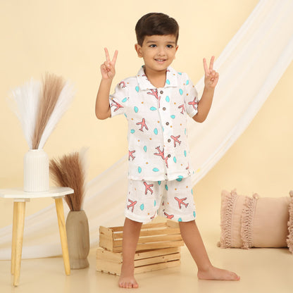 Organic Muslin Coord Set - Aeroplane